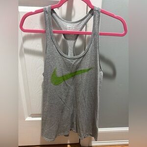 Nike Women's Heather Gray Tank Top with Lime Logo